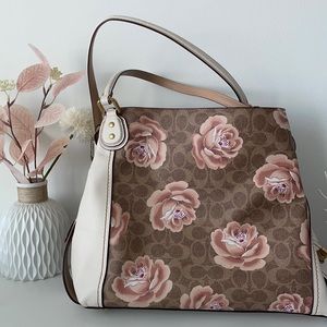 Coach Canvas Rose Signature Edie Shoulder florals bag